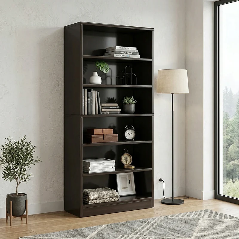 Modern Minimalist Rectangular Eco-Friendly Board Bookshelf 6-Tier For Home & Office