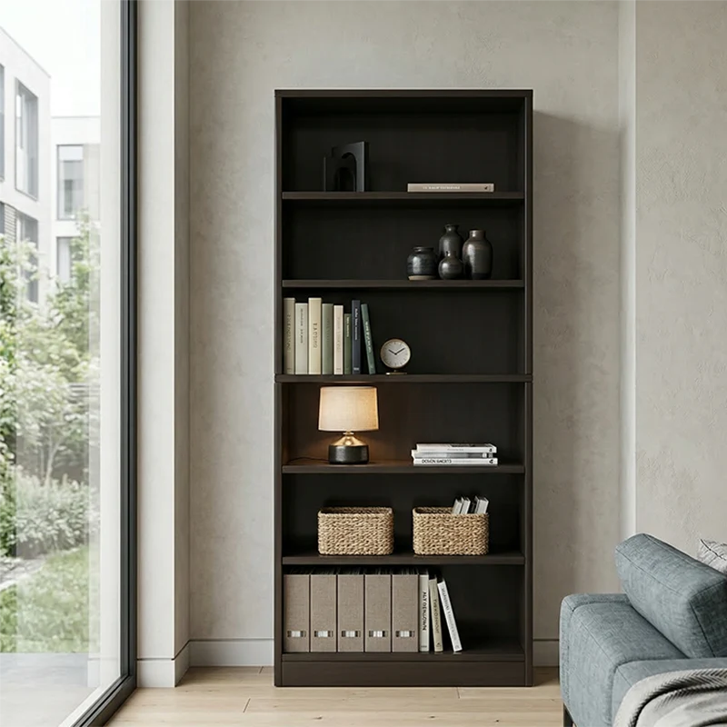 Modern Minimalist Rectangular Eco-Friendly Board Bookshelf 6-Tier For Home & Office