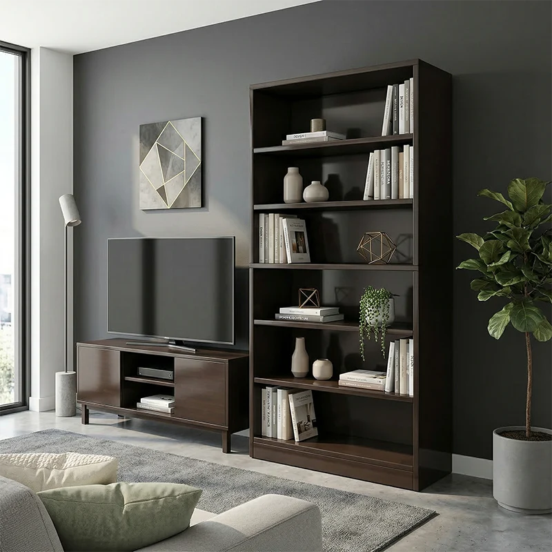 Modern Minimalist Rectangular Eco-Friendly Board Bookshelf 6-Tier For Home & Office