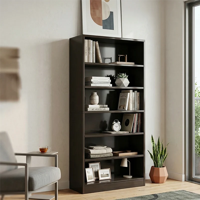 Modern Minimalist Rectangular Eco-Friendly Board Bookshelf 6-Tier For Home & Office