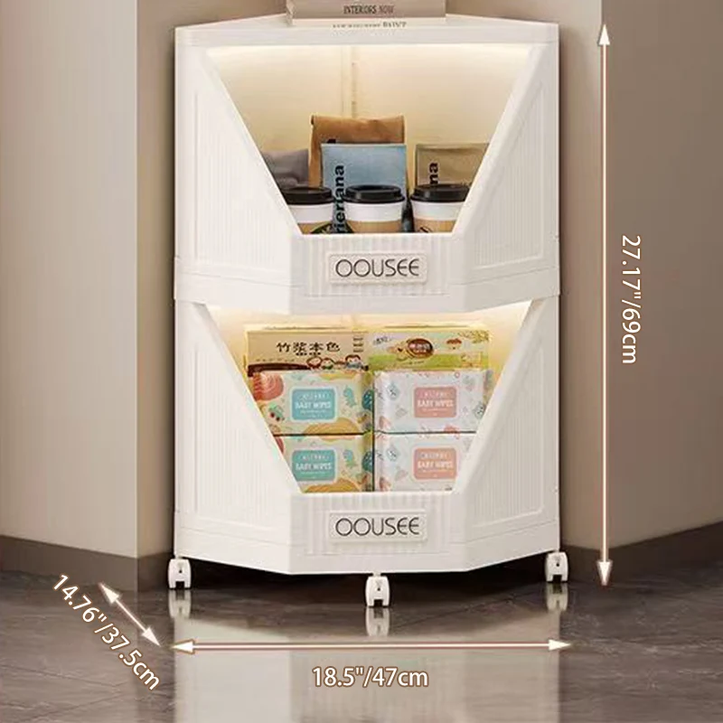 Modern Minimalist Square PP Movable Stackable Corner Shelf Unit 2/3/4-Tier For Living Room