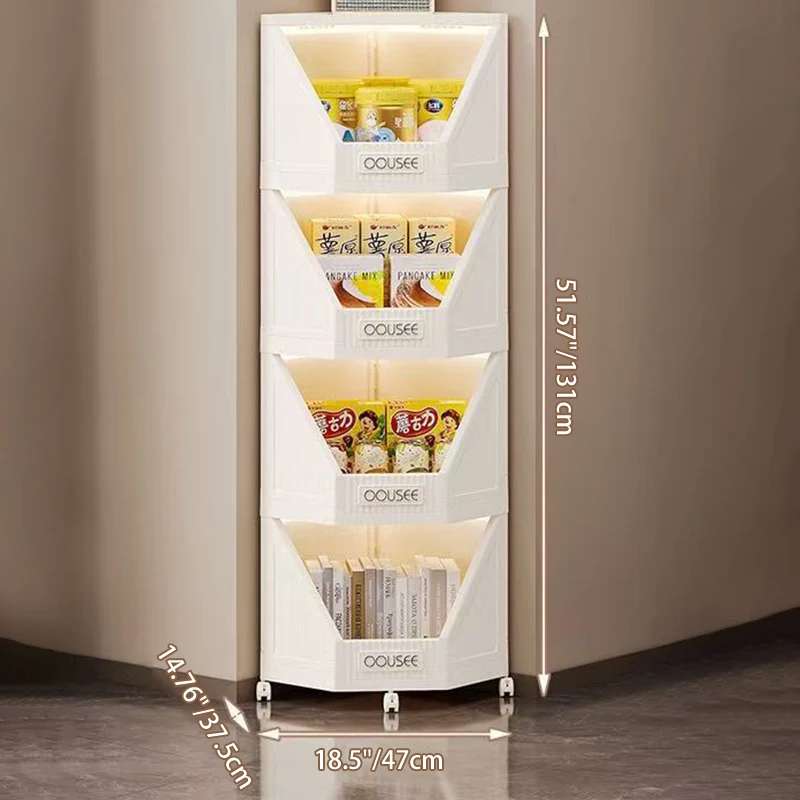 Modern Minimalist Square PP Movable Stackable Corner Shelf Unit 2/3/4-Tier For Living Room