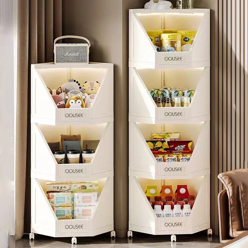 Modern Minimalist Square PP Movable Stackable Corner Shelf Unit 2/3/4-Tier For Living Room