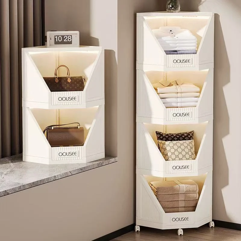 Modern Minimalist Square PP Movable Stackable Corner Shelf Unit 2/3/4-Tier For Living Room