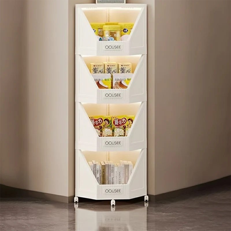 Modern Minimalist Square PP Movable Stackable Corner Shelf Unit 2/3/4-Tier For Living Room