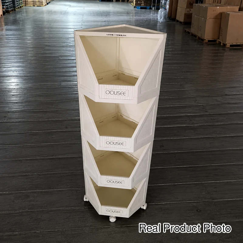 Modern Minimalist Square PP Movable Stackable Corner Shelf Unit 2/3/4-Tier For Living Room
