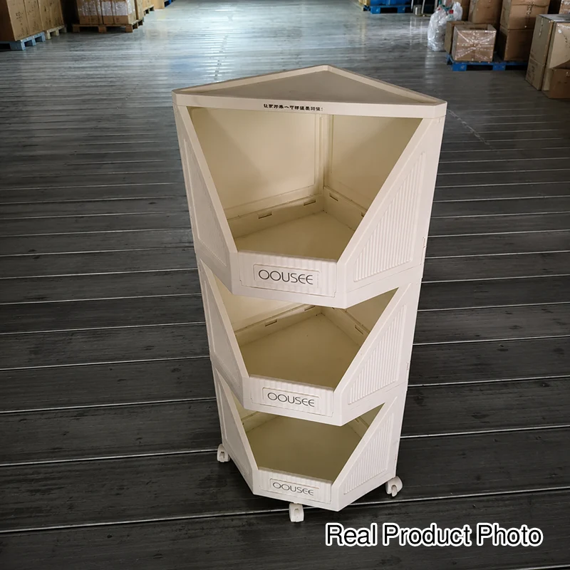 Modern Minimalist Square PP Movable Stackable Corner Shelf Unit 2/3/4-Tier For Living Room