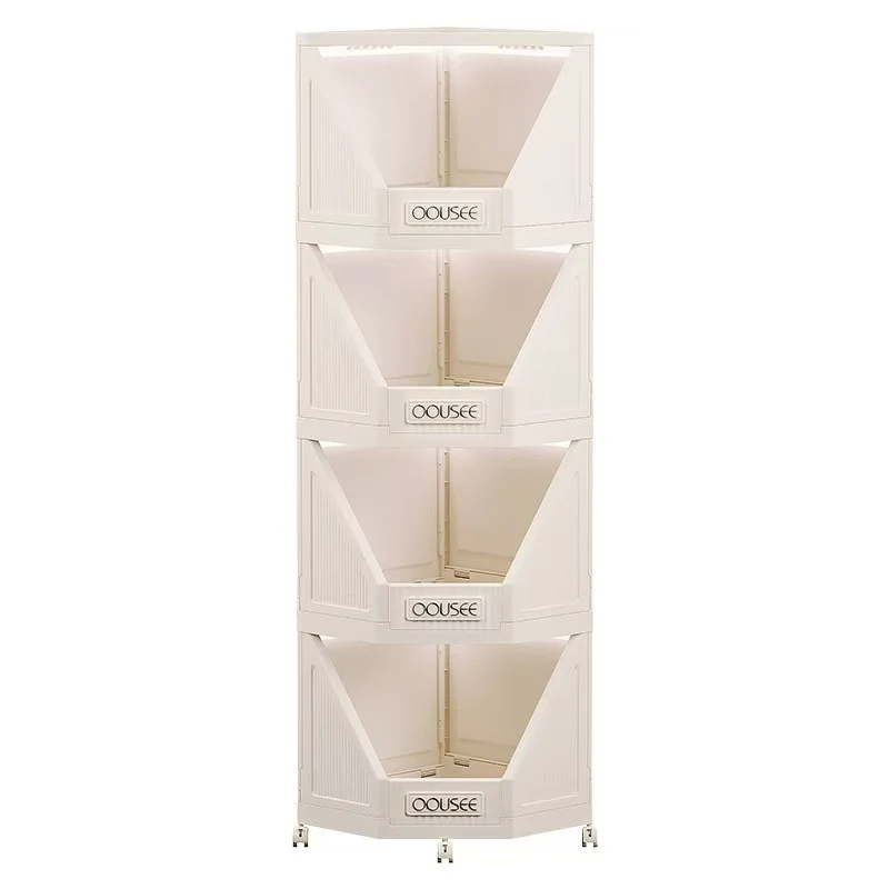 Modern Minimalist Square PP Movable Stackable Corner Shelf Unit 2/3/4-Tier For Living Room