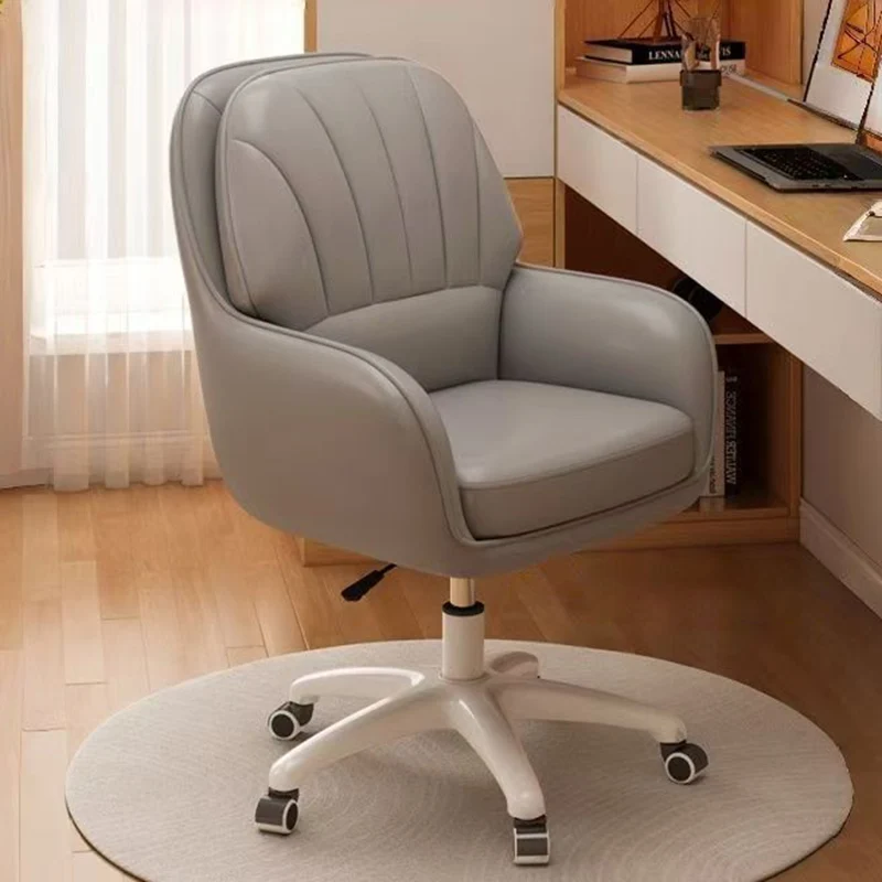 Modern Minimalist Square Rectangular Cat Scratch Leather Nylon Iron Plywood Swivel Height Adjustable Movable Desk Chair Backrest Armrest For Home Office