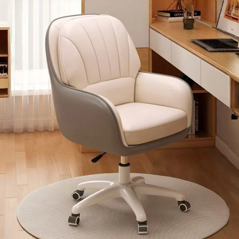 Modern Minimalist Square Rectangular Cat Scratch Leather Nylon Iron Plywood Swivel Height Adjustable Movable Desk Chair Backrest Armrest For Home Office