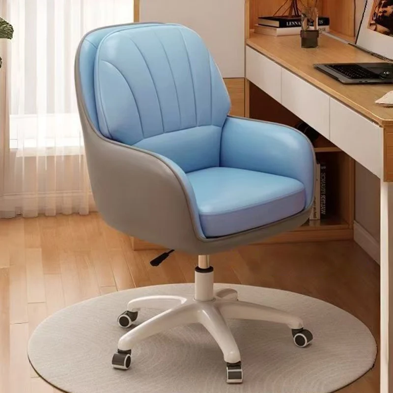 Modern Minimalist Square Rectangular Cat Scratch Leather Nylon Iron Plywood Swivel Height Adjustable Movable Desk Chair Backrest Armrest For Home Office