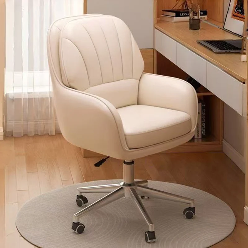Modern Minimalist Square Rectangular Cat Scratch Leather Nylon Iron Plywood Swivel Height Adjustable Movable Desk Chair Backrest Armrest For Home Office