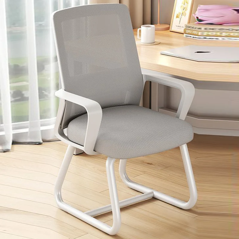 Modern Minimalist Square Rectangular Mesh Fabric Carbon Steel Desk Chair Backrest Armrest For Home Office