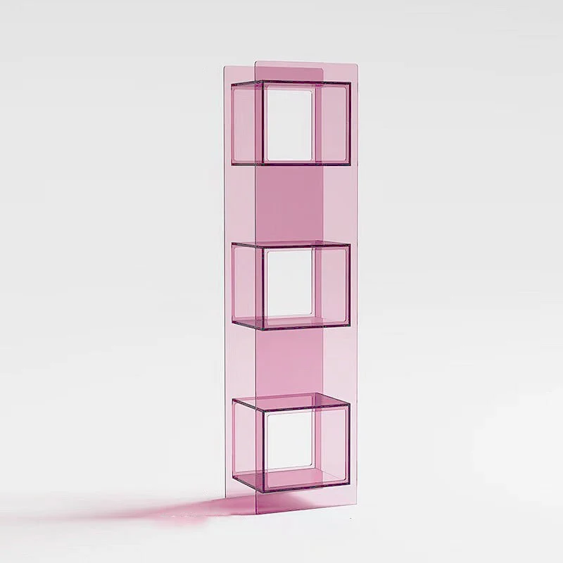 Modern Minimalist Acrylic Rectangular Storage Shelf - 5 Tiers Open Display Bookcase For Living Room & Home Office