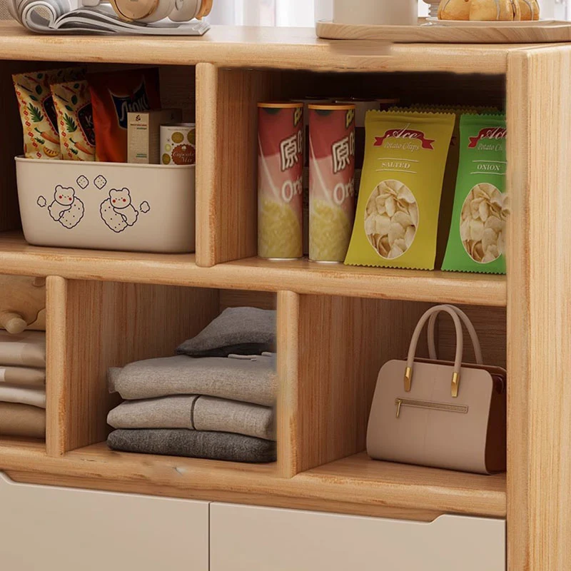 Modern Minimalist Solid Wood Eco Board Rectangular Storage Cabinet With 3 Cabinets For Living Room & Office