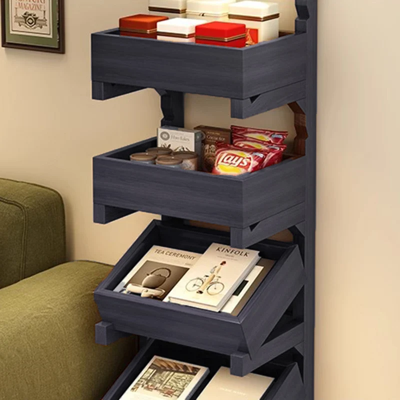 Modern Minimalist Rectangular Pine Wood Display Rack 3/4-Tier For Living Room