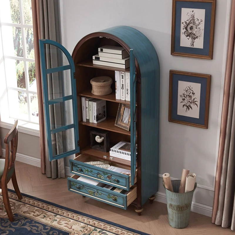 Contemporary Nordic Arched Rectangular Rubberwood Pine Medium Density Fiberboard Storage Cabinet 1-Cabinet For Living Room