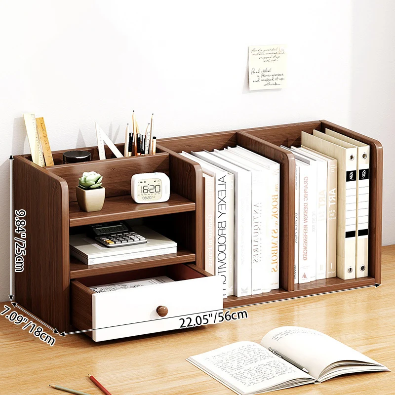 Contemporary Scandinavian Rectangular Medium-Density Fiberboard Desktop Storage Shelf 1-Drawer For Study & Bedroom