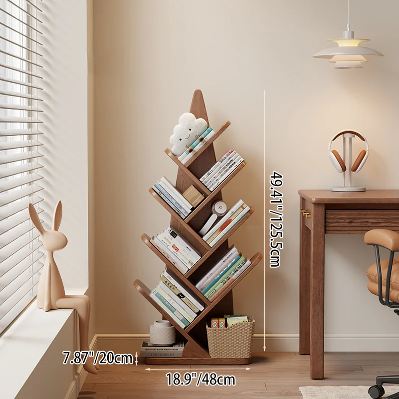 Contemporary Creative Bamboo Shoot-Shaped Rubberwood Floor-Standing Bookshelf 8/10-Tier For Study Room