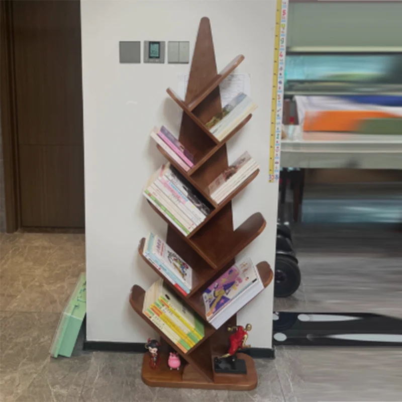 Contemporary Creative Bamboo Shoot-Shaped Rubberwood Floor-Standing Bookshelf 8/10-Tier For Study Room