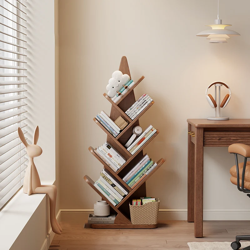 Contemporary Creative Bamboo Shoot-Shaped Rubberwood Floor-Standing Bookshelf 8/10-Tier For Study Room