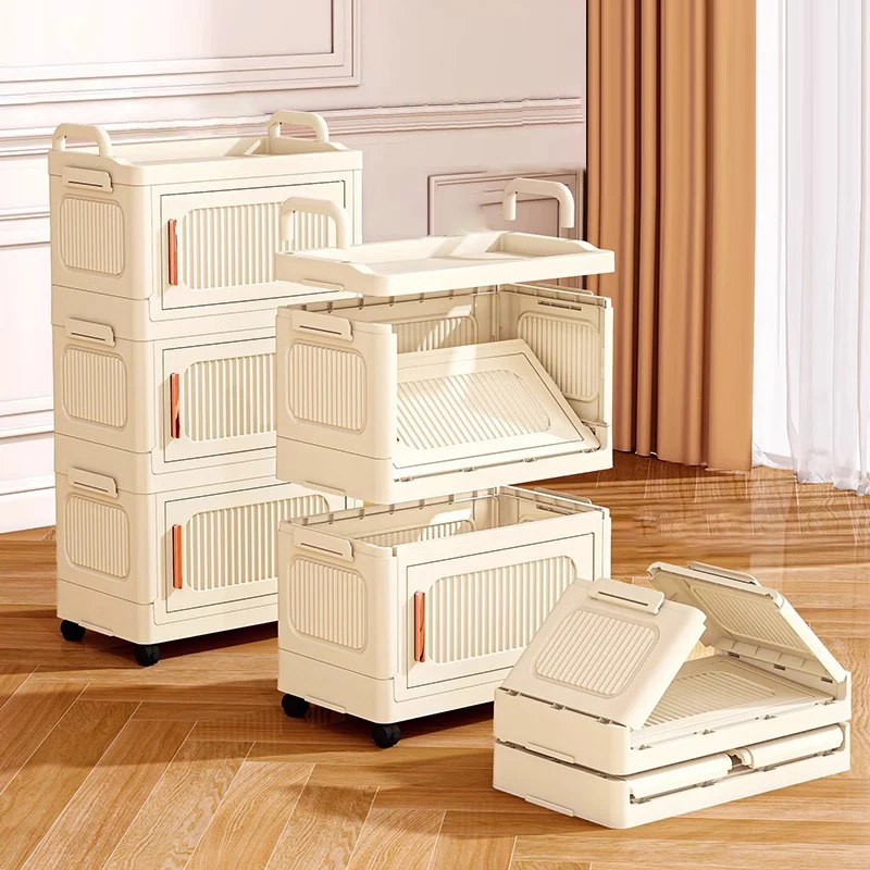 Modern Minimalist Plastic PP Rectangular Storage Cabinet 2/3/4/5-Cabinet Foldable Movable For Living Room