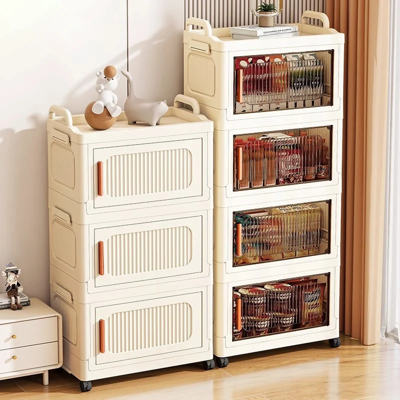 Modern Minimalist Plastic PP Rectangular Storage Cabinet 2/3/4/5-Cabinet Foldable Movable For Living Room