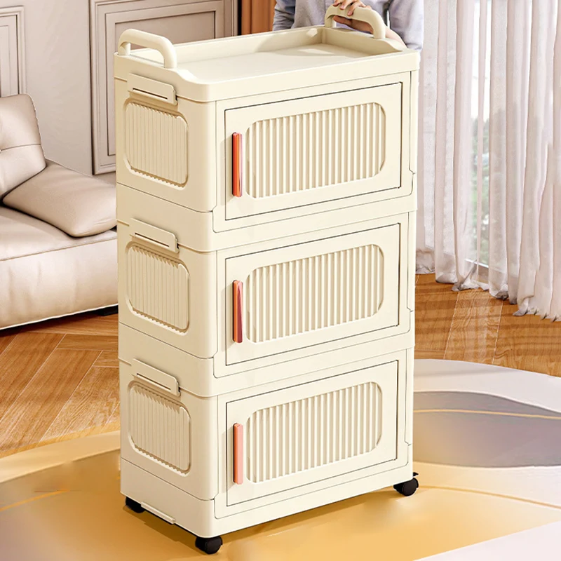 Modern Minimalist Plastic PP Rectangular Storage Cabinet 2/3/4/5-Cabinet Foldable Movable For Living Room