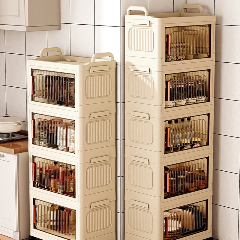 Modern Minimalist Plastic PP Rectangular Storage Cabinet 2/3/4/5-Cabinet Foldable Movable For Living Room