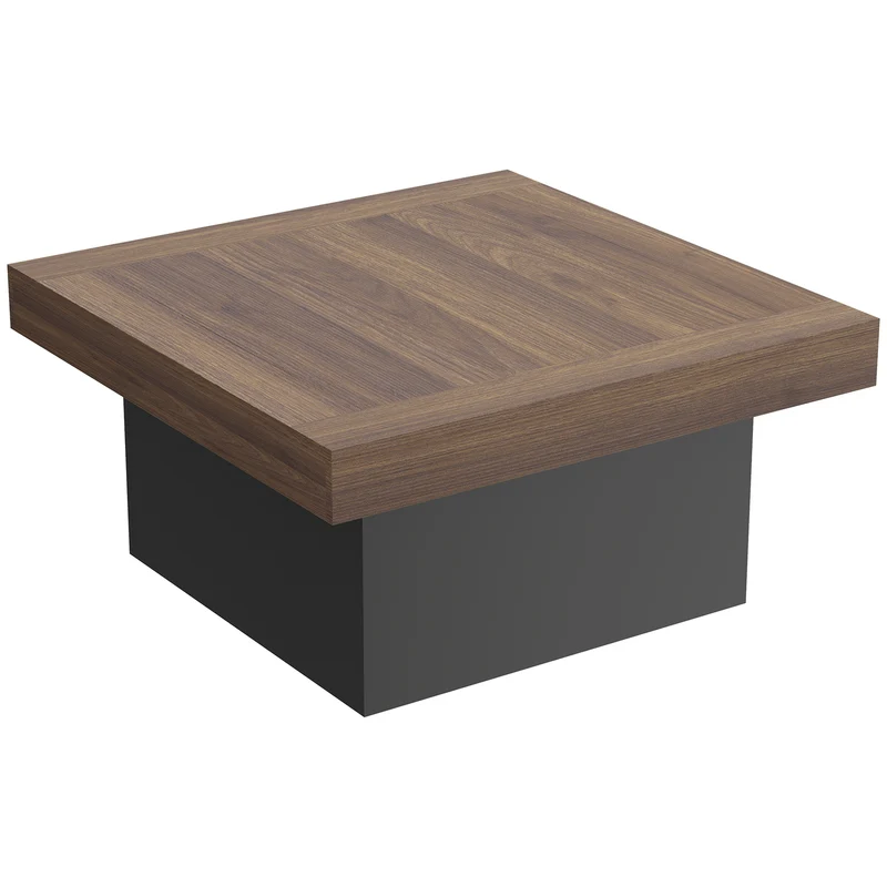 Mesa de Centro Quadrada com Iluminação LED 16 Cores Mesa de Sala Moderna 90x90x45 cm Nogueira
