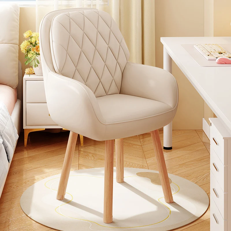 Modern Minimalist Synthetic Fabric Cat Scratch Leather Beech Wood Square Swivel Desk Chair Armrest Backrest For Home Office