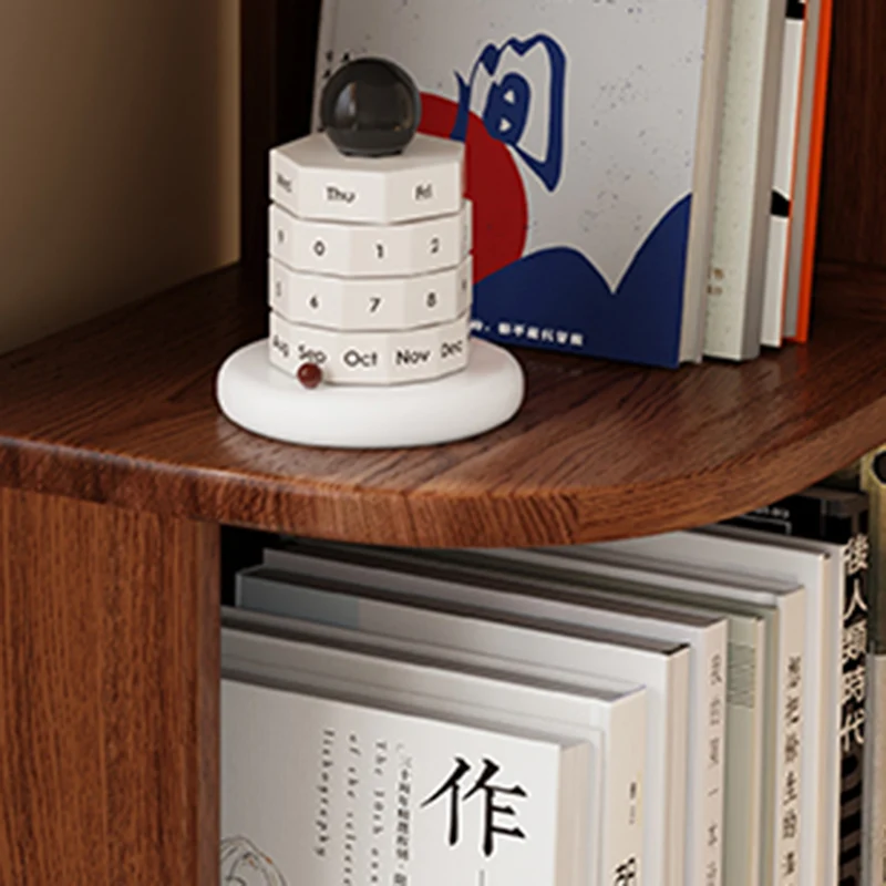 Modern Minimalist Fan-Shaped Solid Rubberwood Corner Storage Bookshelf 3/4/5-Tier For Study