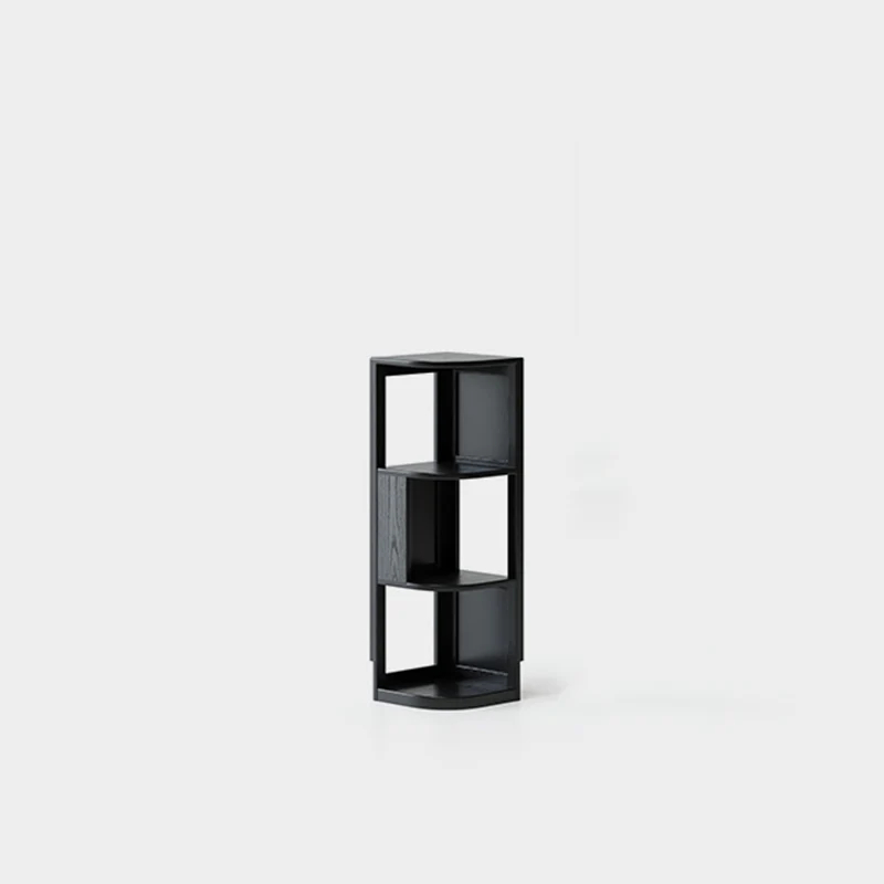 Modern Minimalist Fan-Shaped Solid Rubberwood Corner Storage Bookshelf 3/4/5-Tier For Study