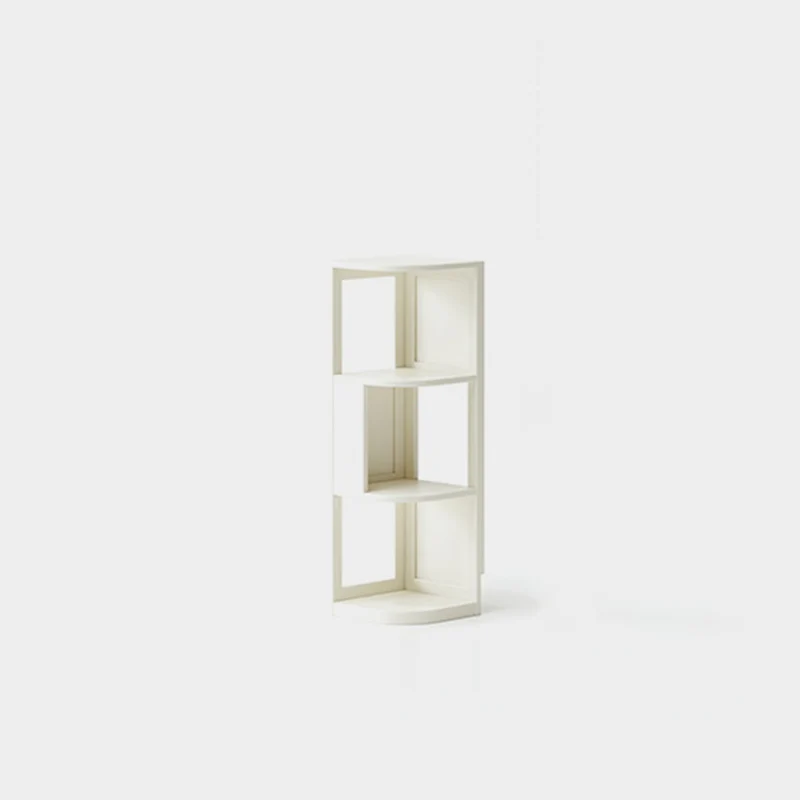 Modern Minimalist Fan-Shaped Solid Rubberwood Corner Storage Bookshelf 3/4/5-Tier For Study