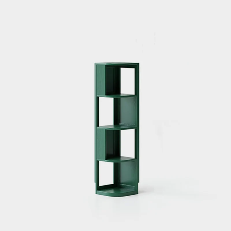 Modern Minimalist Fan-Shaped Solid Rubberwood Corner Storage Bookshelf 3/4/5-Tier For Study