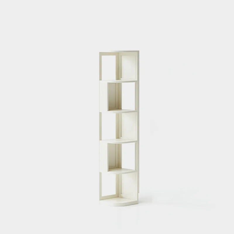 Modern Minimalist Fan-Shaped Solid Rubberwood Corner Storage Bookshelf 3/4/5-Tier For Study
