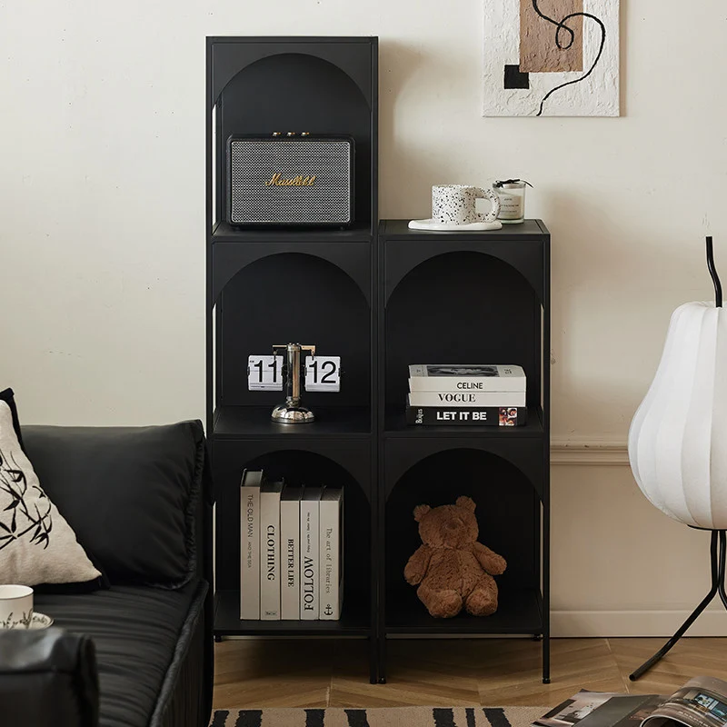 Modern Minimalist Rectangular Carbon Steel Bookshelf 1/2/3-Tier For Living Room