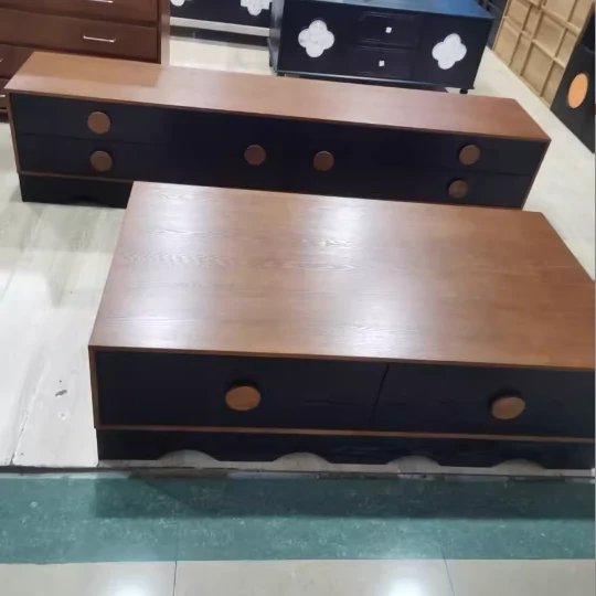 Traditional Chinese Rubberwood Solid Wood Multi-Layer Board Wave Rectangular Storage Cabinet With 2/3/4/7 Drawers For Living Room