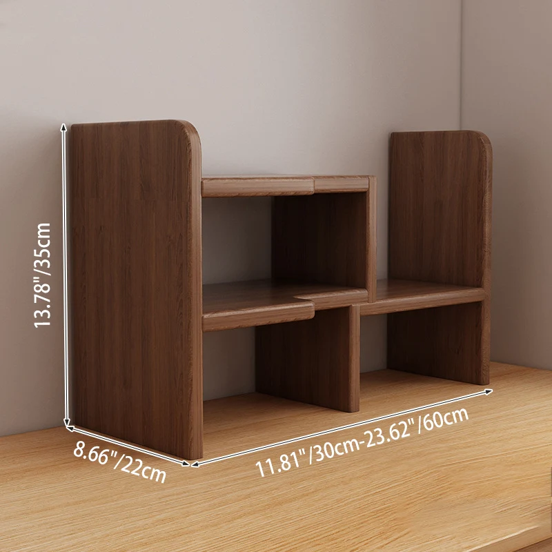 Traditional Chinese MDF Rectangular Bookshelf 2-Tier For Living Room