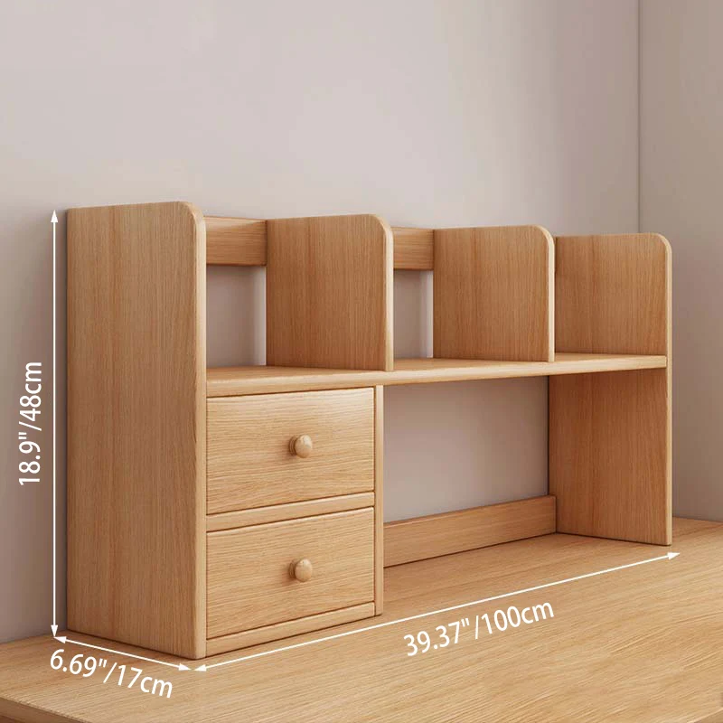 Traditional Chinese MDF Rectangular Bookshelf 2-Tier For Living Room