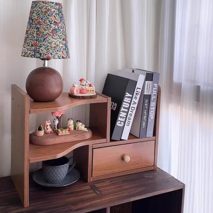 Traditional Chinese MDF Rectangular Bookshelf 2-Tier For Living Room