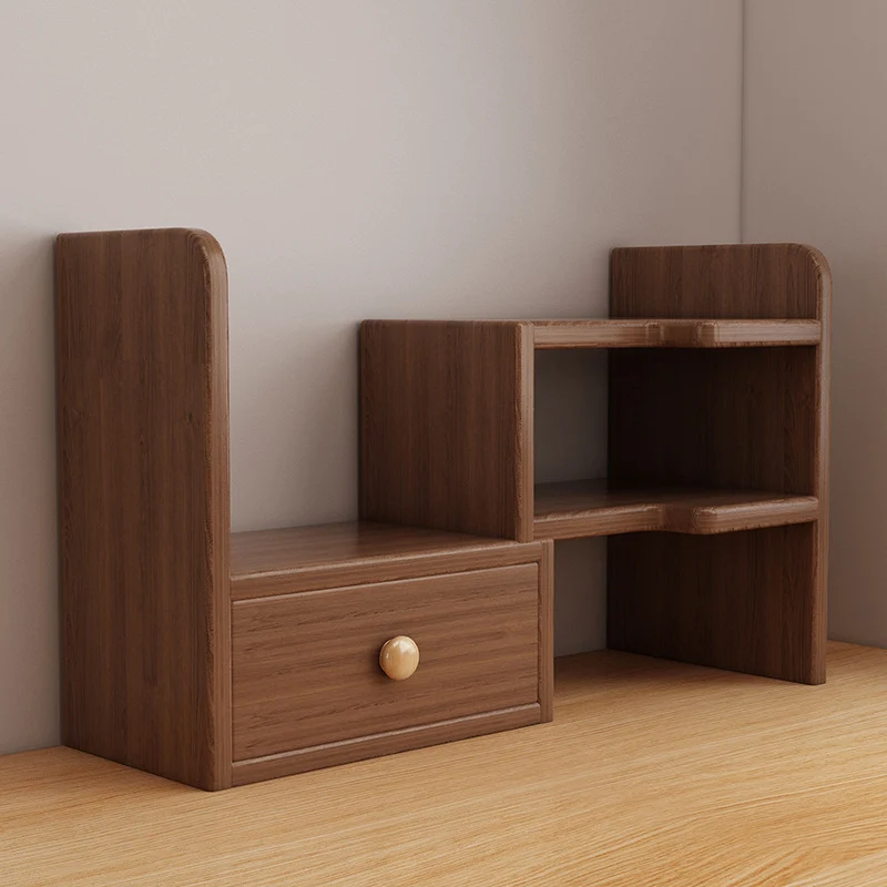 Traditional Chinese MDF Rectangular Bookshelf 2-Tier For Living Room