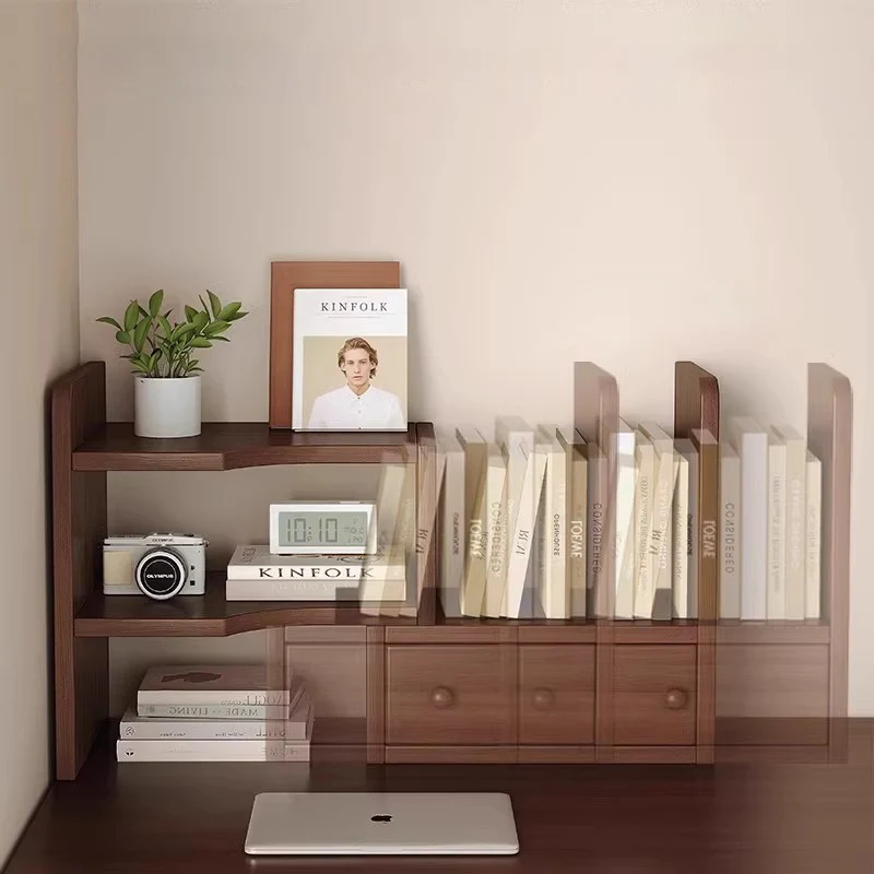 Traditional Chinese MDF Rectangular Bookshelf 2-Tier For Living Room