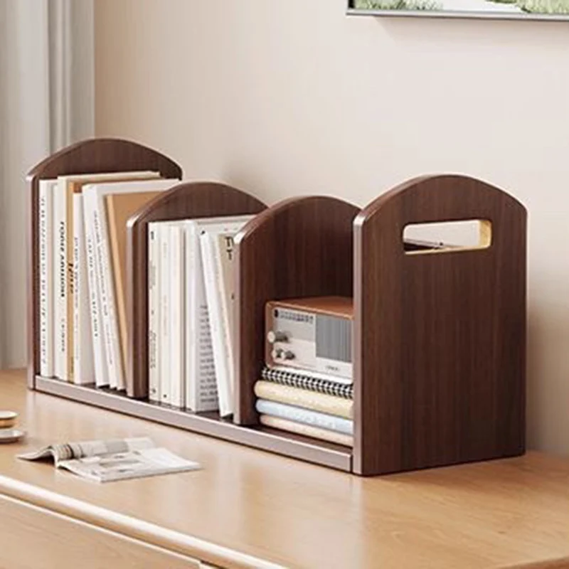 Modern Minimalist Melamine-faced MDF Curved Rectangular Desktop Storage Shelf 2/4-Shelves For Living Room