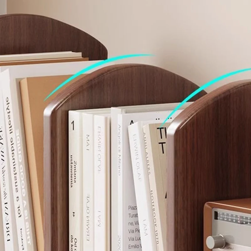 Modern Minimalist Melamine-faced MDF Curved Rectangular Desktop Storage Shelf 2/4-Shelves For Living Room