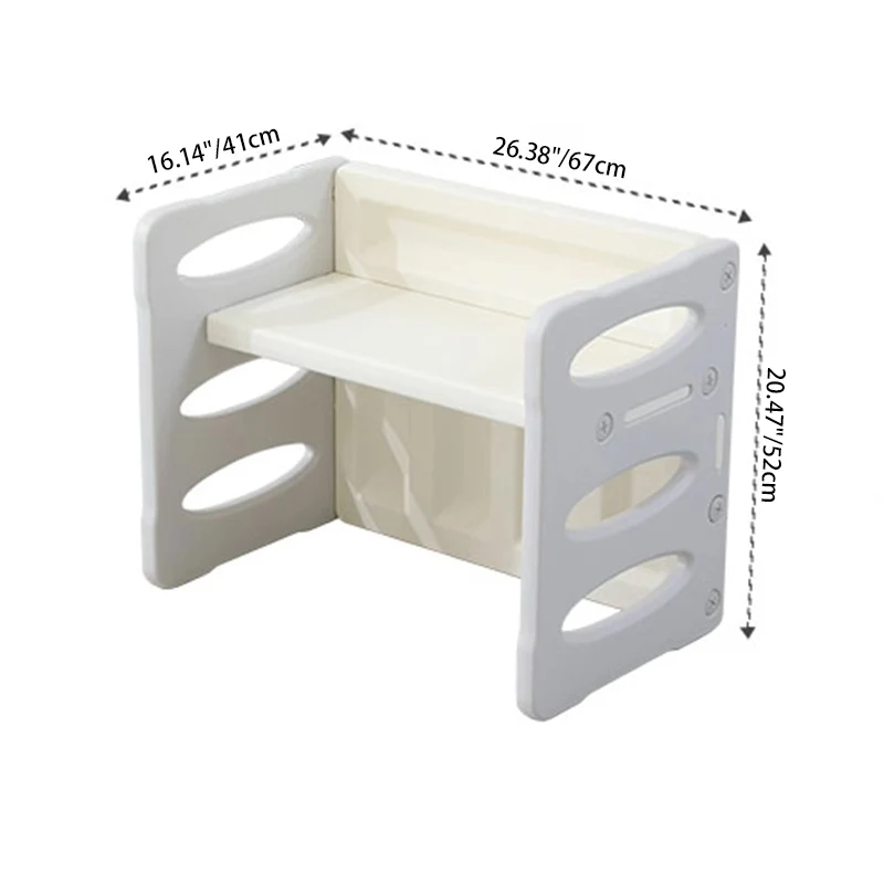 Contemporary Nordic Rectangular Hollow PE Kids Desk & Chair Set For Home Office