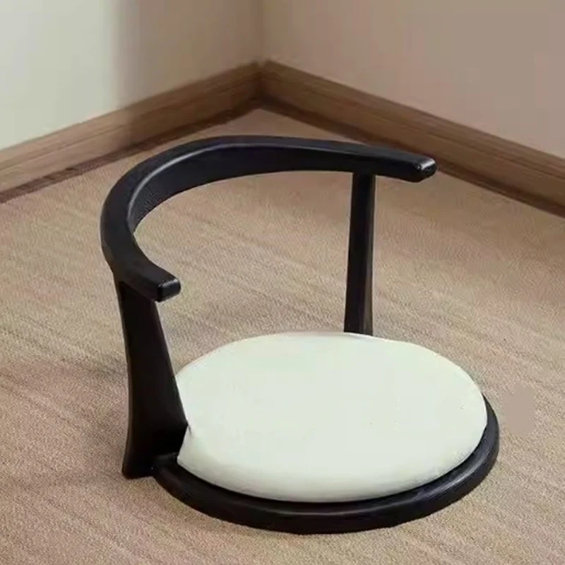 Traditional Japanese Round Ash Wood Solid Wood Velvet Fabric Backrest Chair For Living Room