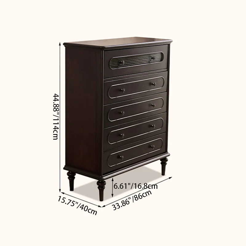 Traditional Vintage Rectangular Mahogany Pine Wood Storage Cabinet 4-Drawer 1-Cabinet For Bedroom