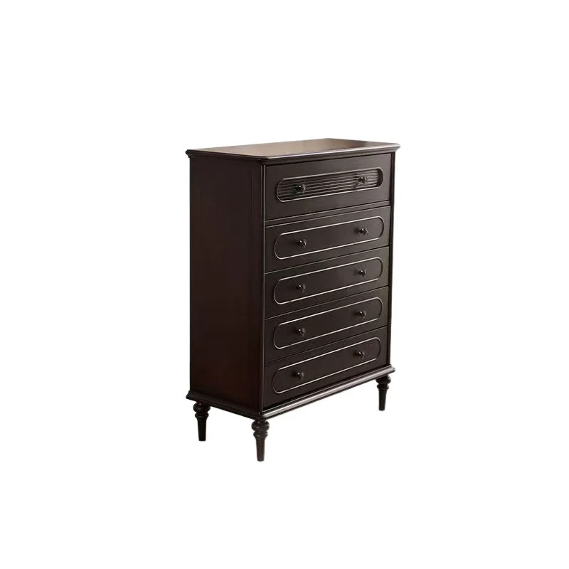 Traditional Vintage Rectangular Mahogany Pine Wood Storage Cabinet 4-Drawer 1-Cabinet For Bedroom
