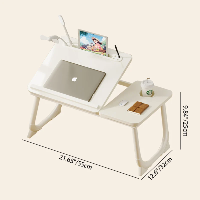 Modern Art Deco MDF Carbon Steel Rounded Rectangular Foldable Side Table 1-Tier For Bedroom